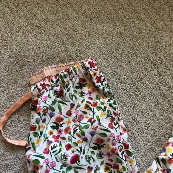 Anthropologie E Faux Silk Pajamas Sz XS Floral Pattern VGUC - Picture 2 of 14
